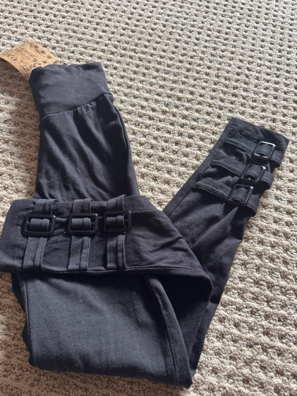 Effie's Heart Black Leggings with Buckle Straps